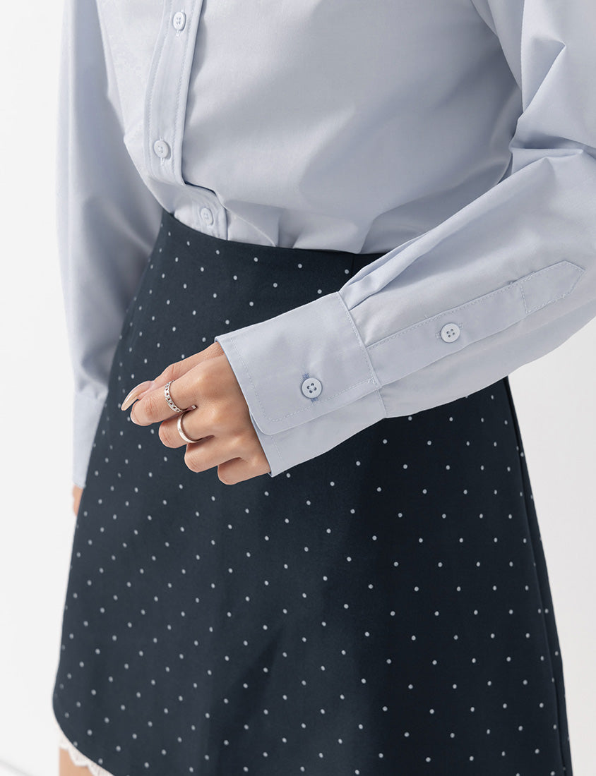 MISS. Easy-Care Contrast Color Long Sleeve Plus Size Shirt