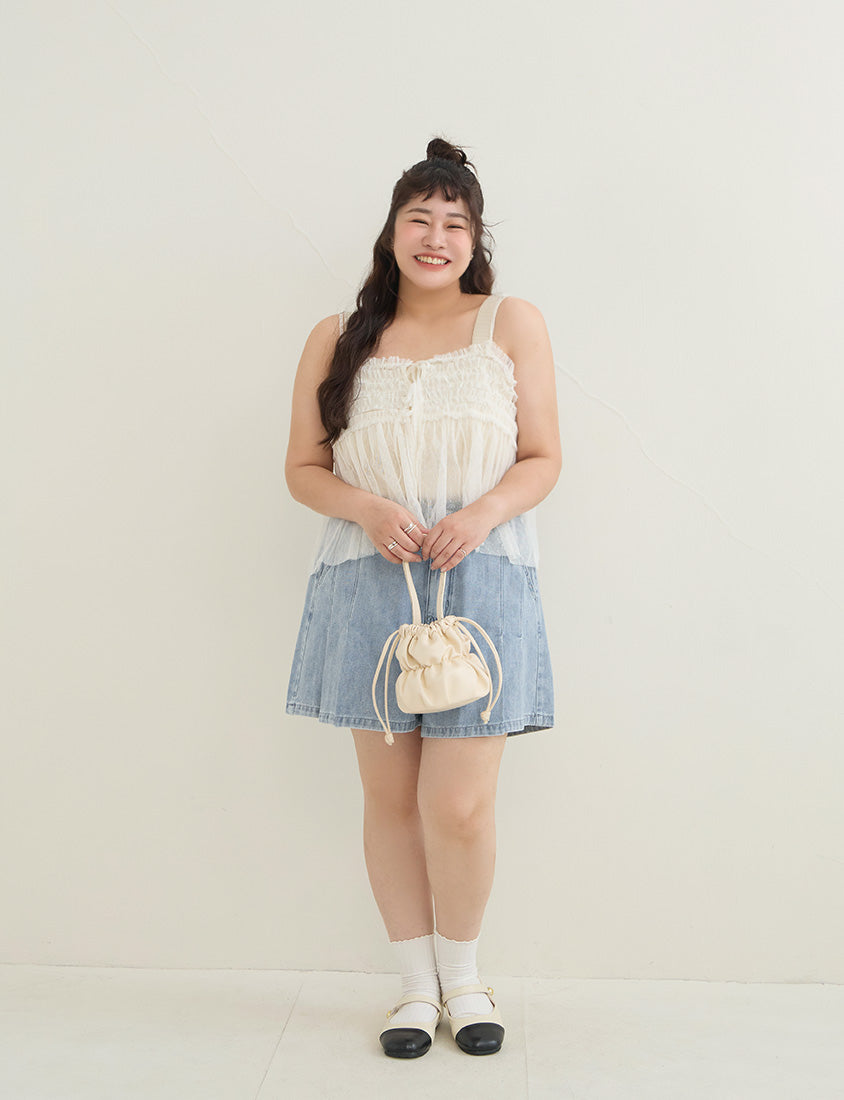 2-Way Japanese Polka Dot Mesh Plus Size Cami Top