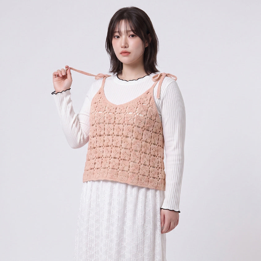 Japanese-Inspired Crochet Grid Plus Size  Vest