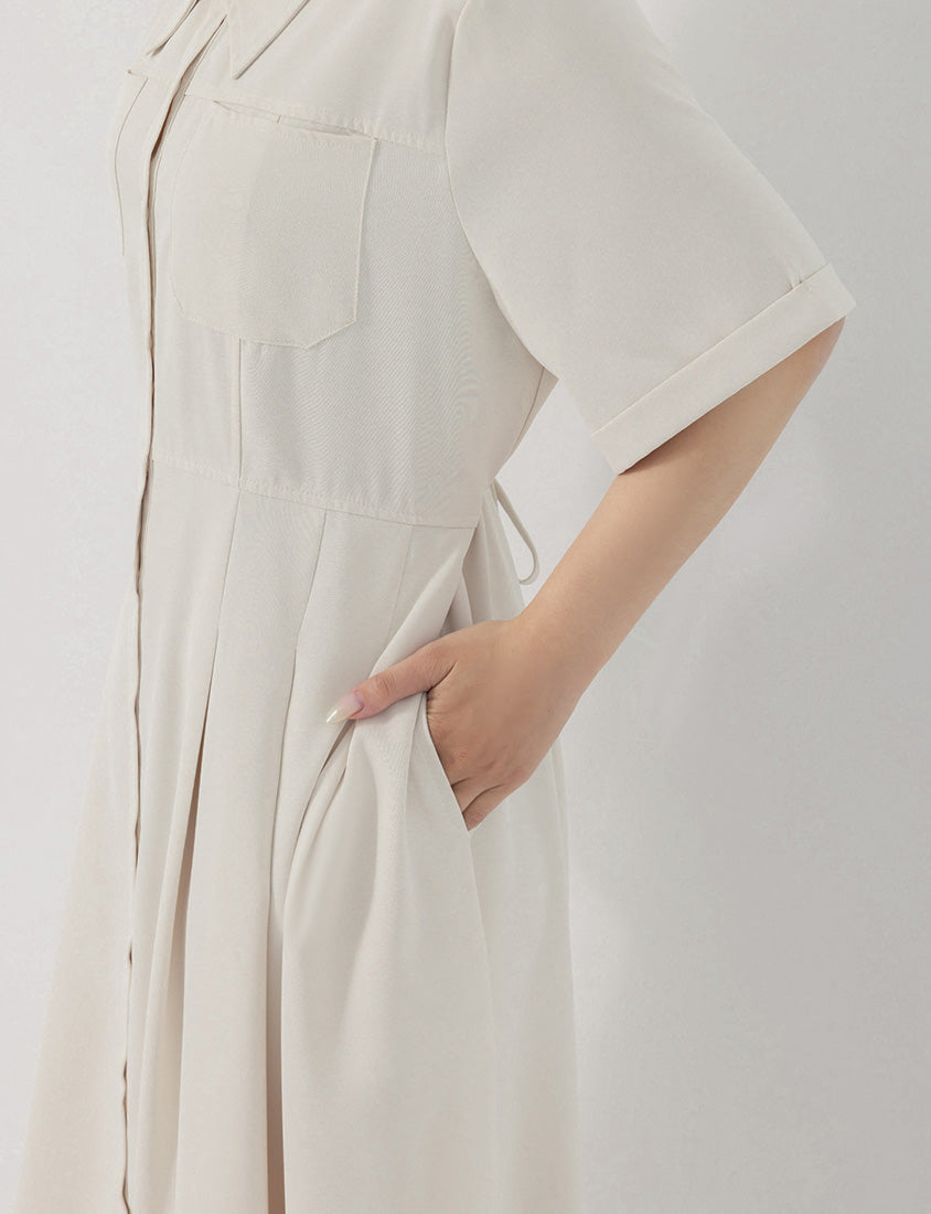 Vintage Japanese Style Button-Up Collar Plus Size Maxi Dress