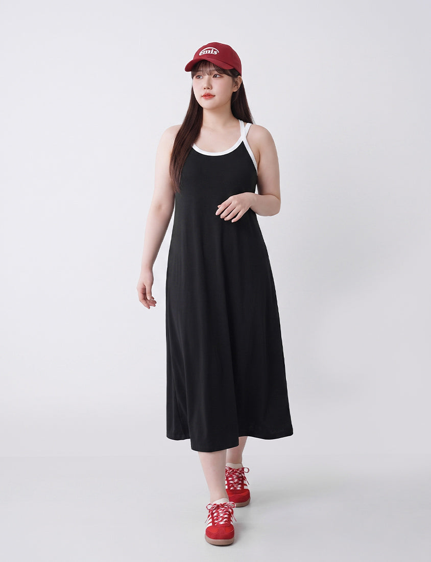 Lyocell Cloud Cotton Open-Back Short Sleeve Maxi Dress