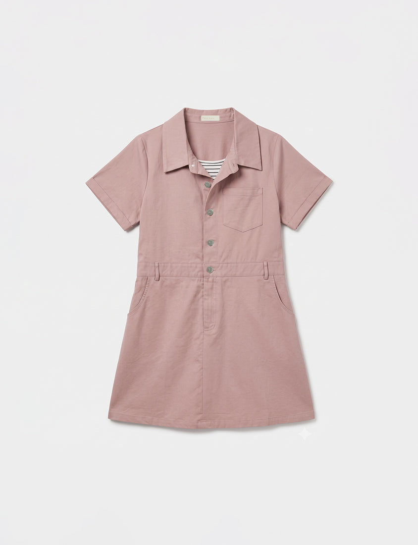 Faux Two Piece Lightweight Utility Twill Plus Size Dress