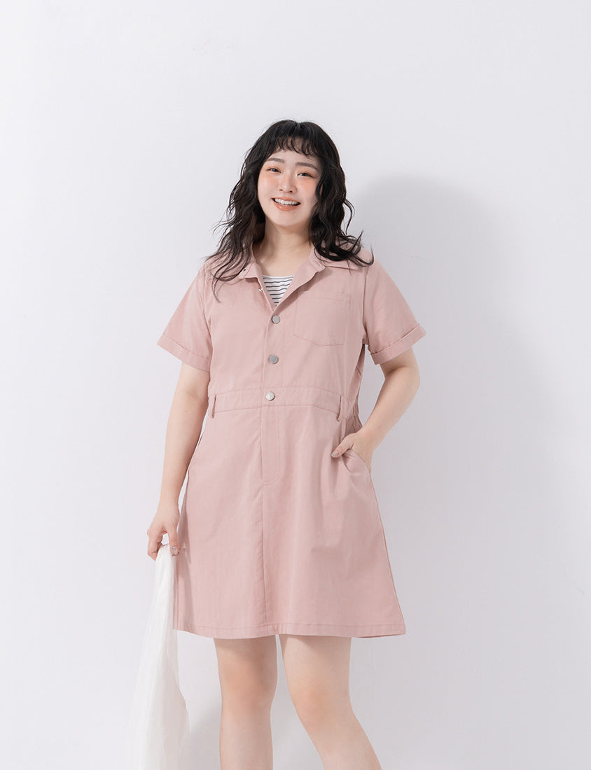 Faux Two Piece Lightweight Utility Twill Plus Size Dress