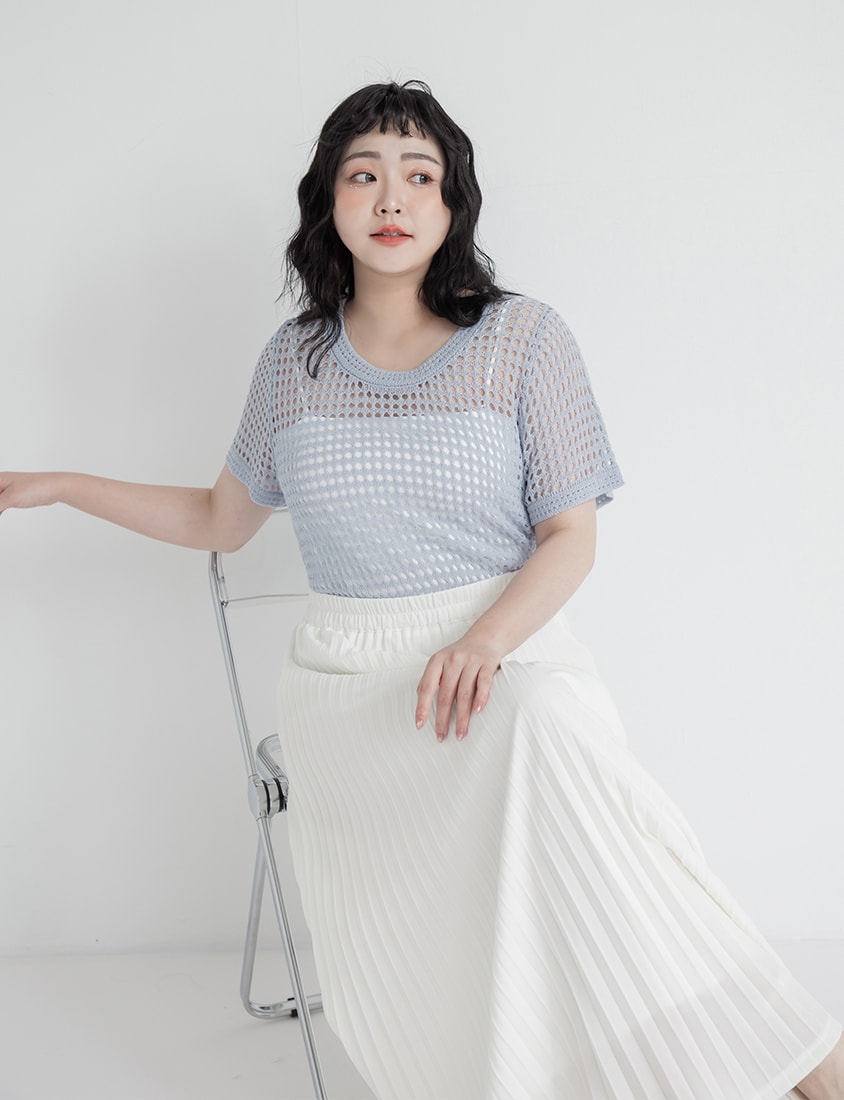 Elegant Flowy Elastic Waist Pleated Plus Size Maxi Skirt