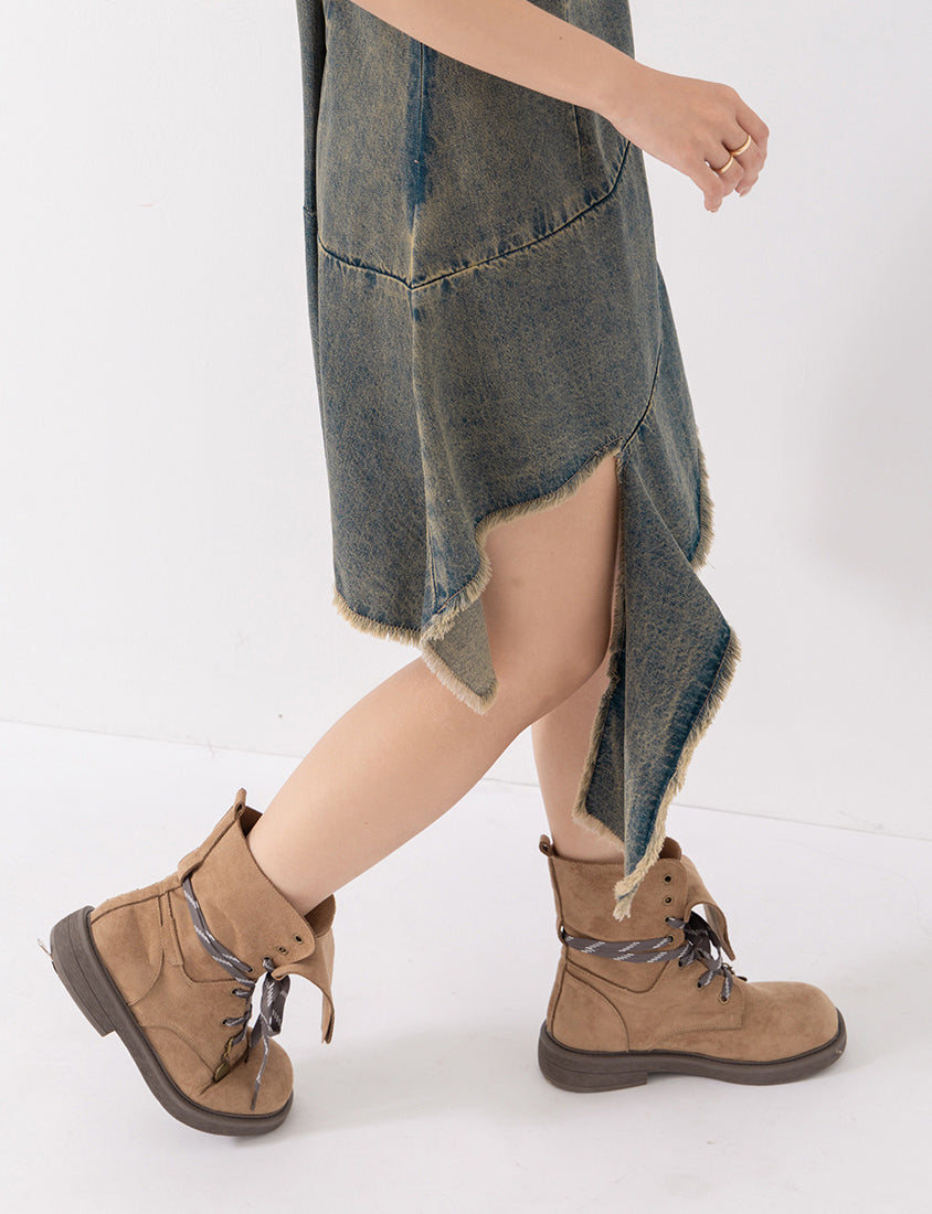 MUA! Asymmetrical Panel Slim Fit Denim Plus Size Dress