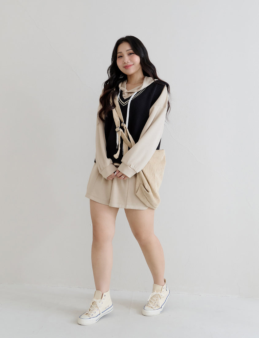 Cloud Cotton Multi-Color Cropped Plus Size Hoodie