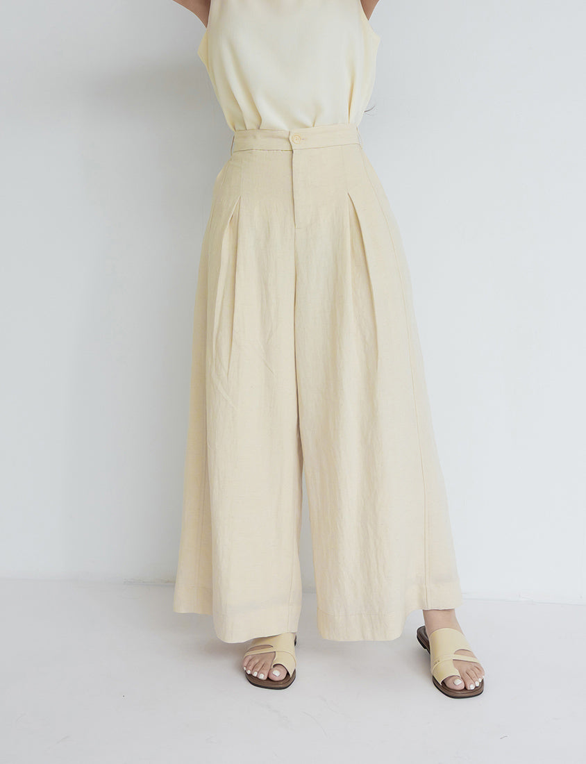 MISS. Tencel Linen Cropped Plus Size Tailored Pants