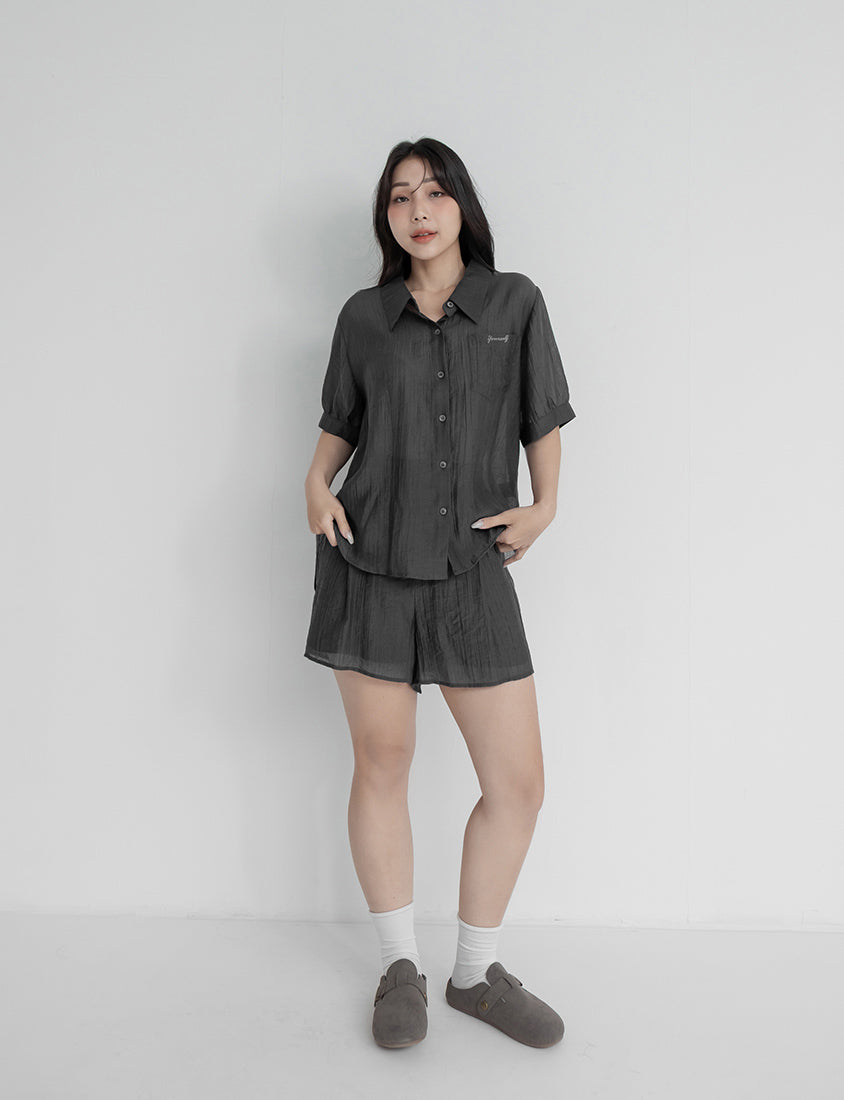 MISS. Lightweight Asymmetrical Crinkle Plus Size Shorts