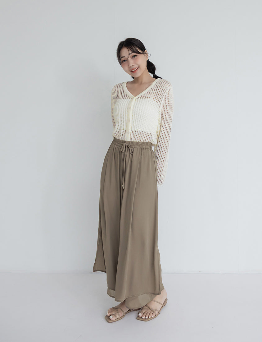 Flowy Layered Chiffon Plus Size Wide Leg Pants