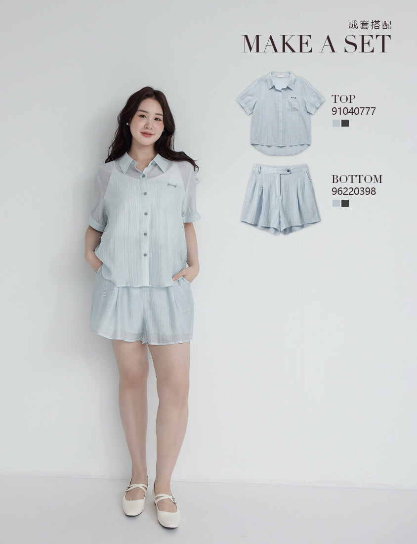 MISS. Lightweight Asymmetrical Crinkle Plus Size Shorts