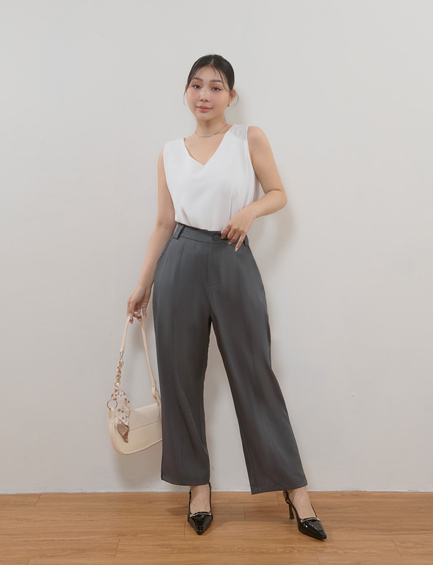 MISS. Minimal V-Neck Chiffon Wide Strap Plus Size Tank Top