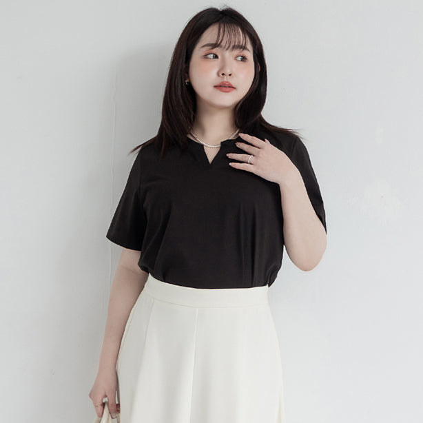 MISS. Silky Cool V-Neck Plus Size Tee