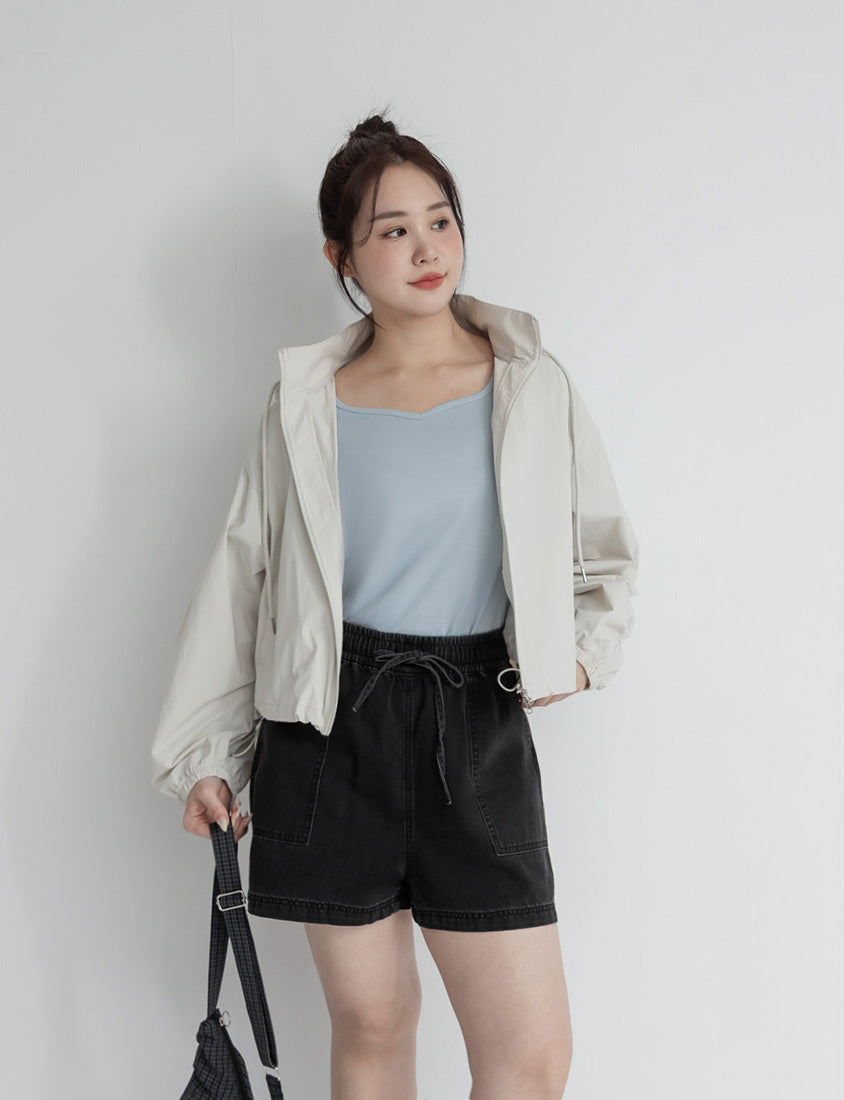 Cooling Soft Drawstring Plus Size Denim Shorts