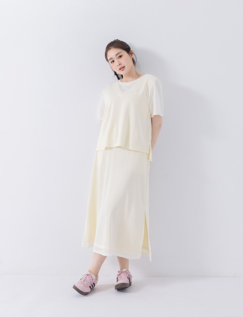 COOL PRO+ Space Cotton Panel Plus Size Maxi Skirt