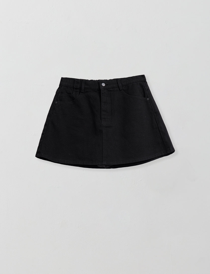 Casual Twill Cotton A-Line Plus Size Mini Skirt