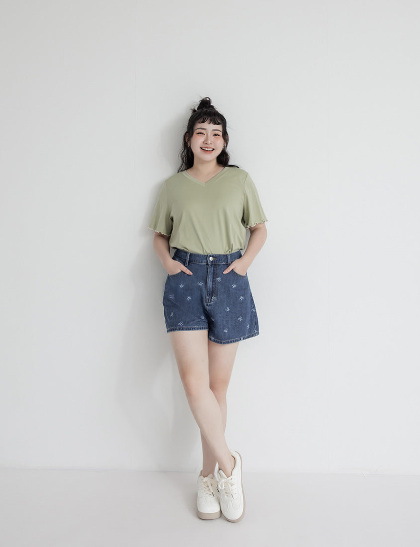 (V Neck) Zero Sweat Mark Cooling Plus Size Tee