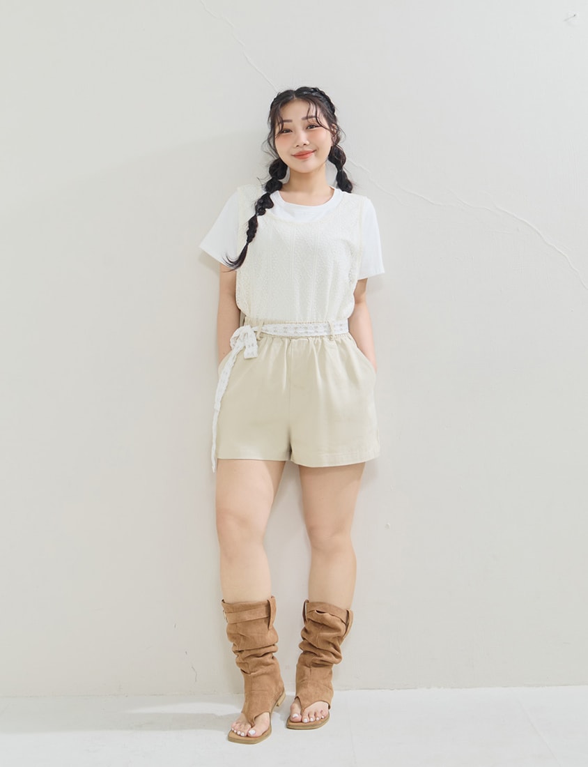 Layered Cutout Vest Two-Piece Plus Size Set