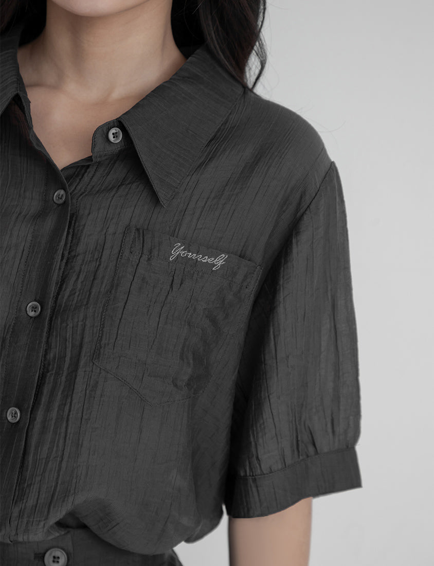 MISS. Lightweight Sheer Crinkle Plus Size Shirt