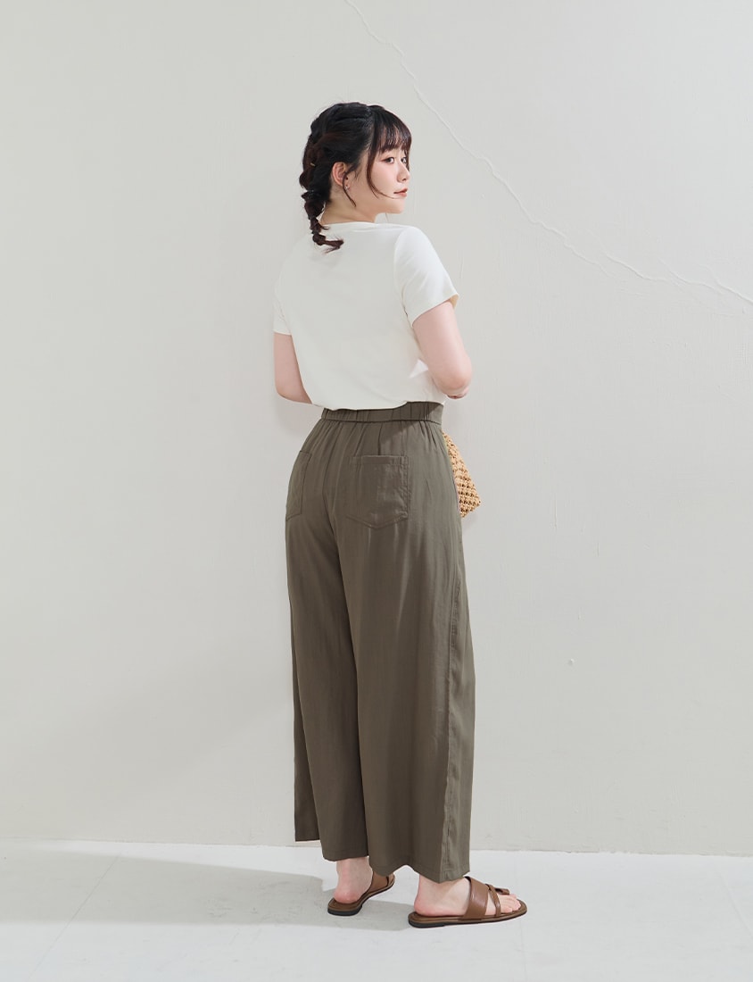 Lightweight Linen-Blend Plus Size Drawstring Pants