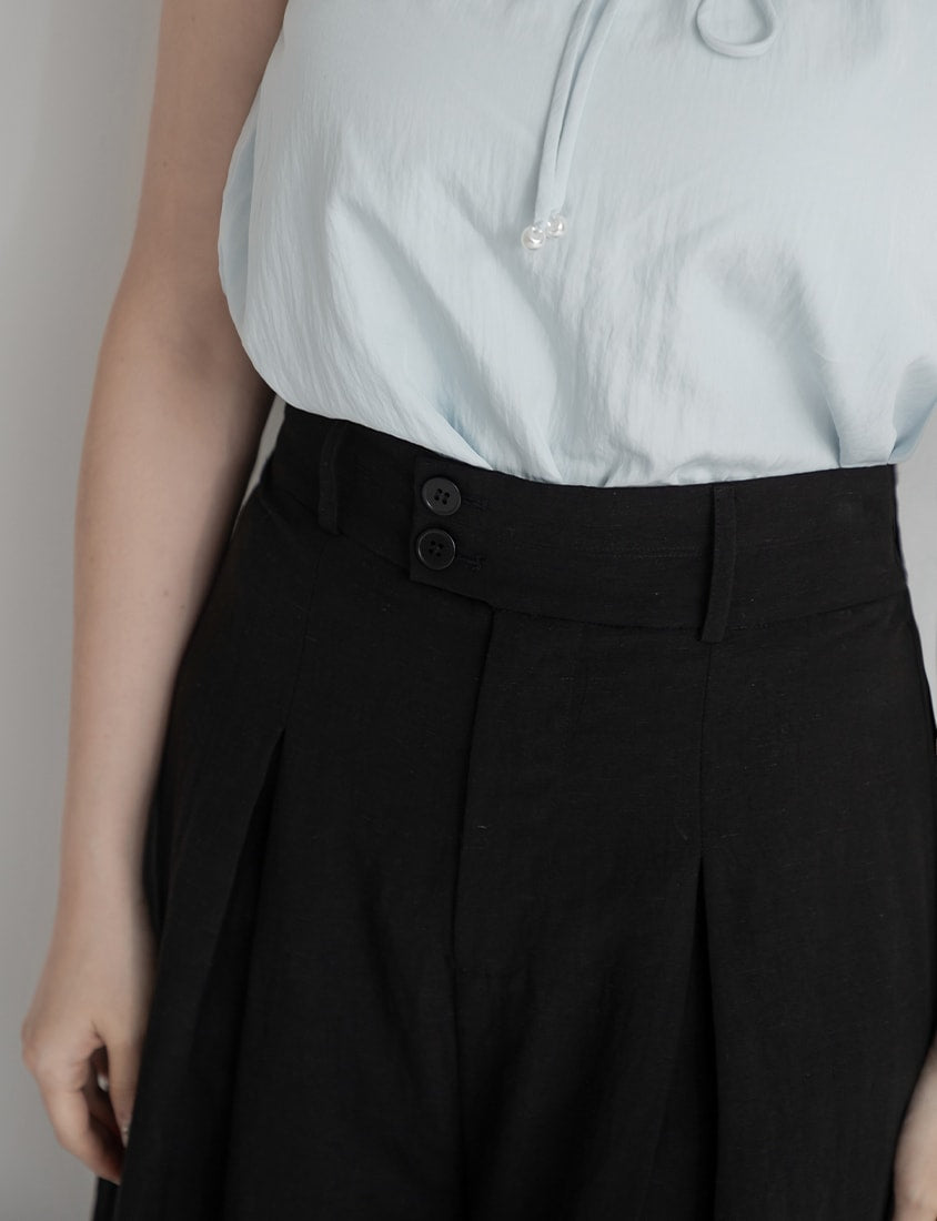 High Waist Slim Fit Lyocell Linen Cropped Plus Size Wide Leg Pants
