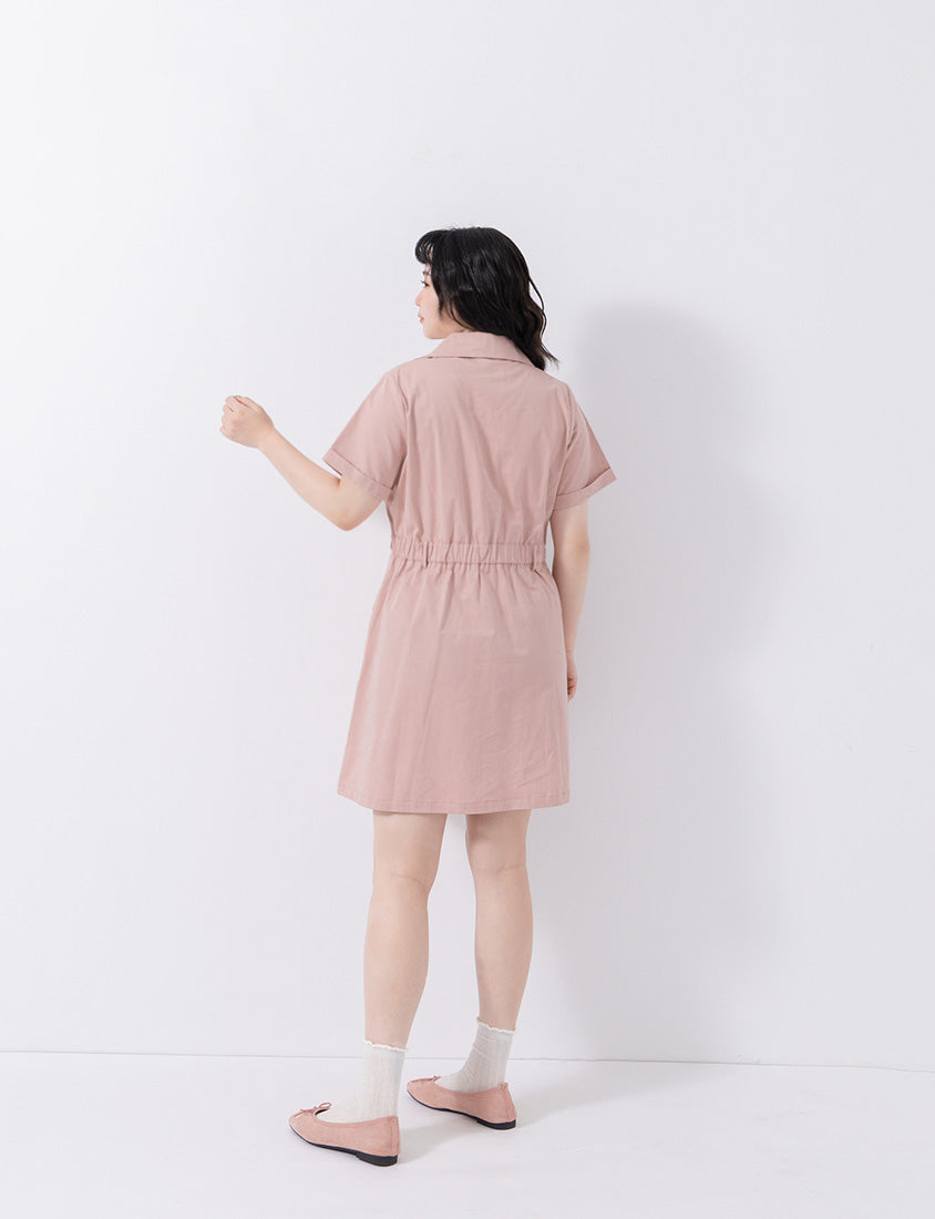 Faux Two Piece Lightweight Utility Twill Plus Size Dress