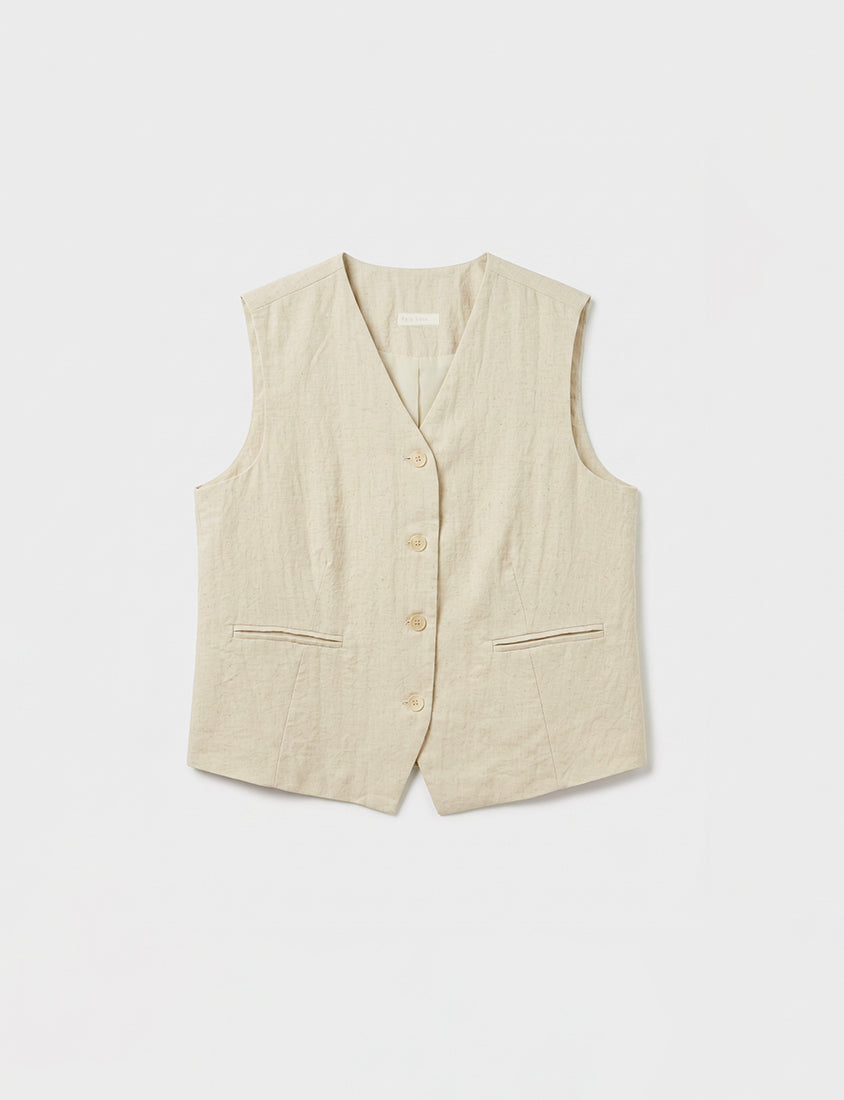 MISS. Tencel Linen Tailored Plus Size Vest