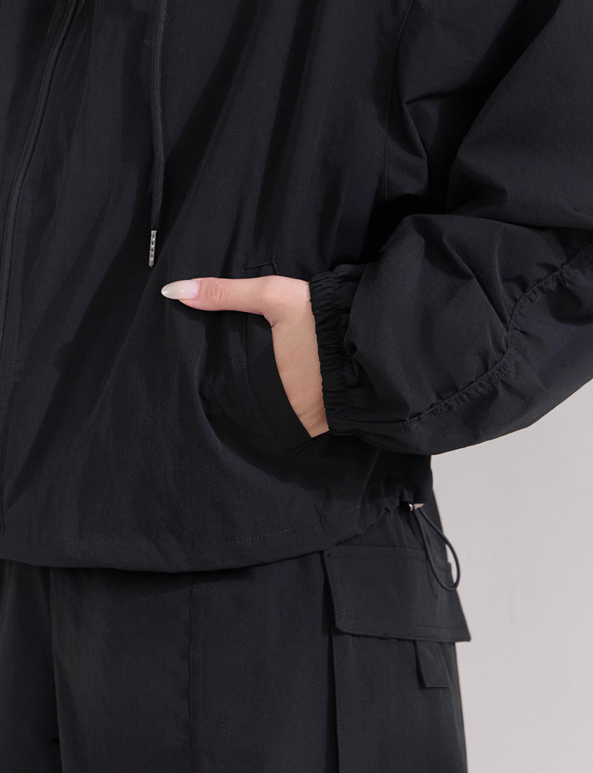 Instant Cooling UV-Protection Cropped Utility Hooded Plus Size Jacket