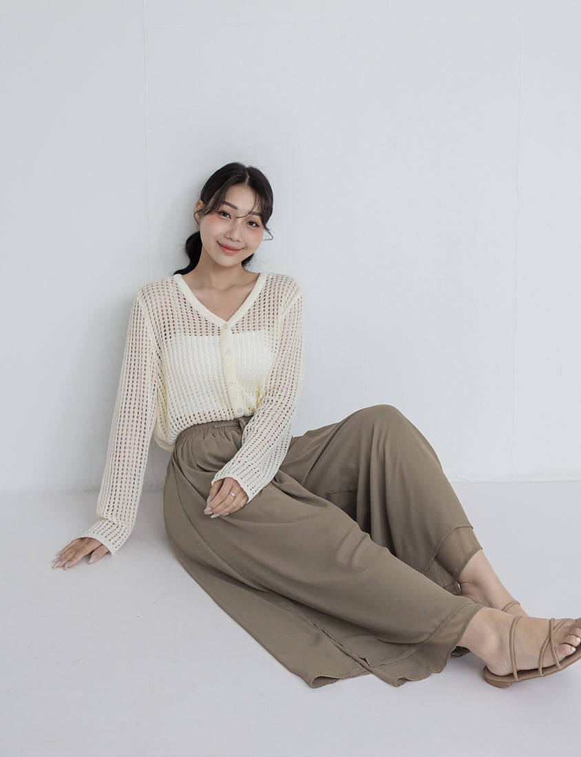 Flowy Layered Chiffon Plus Size Wide Leg Pants