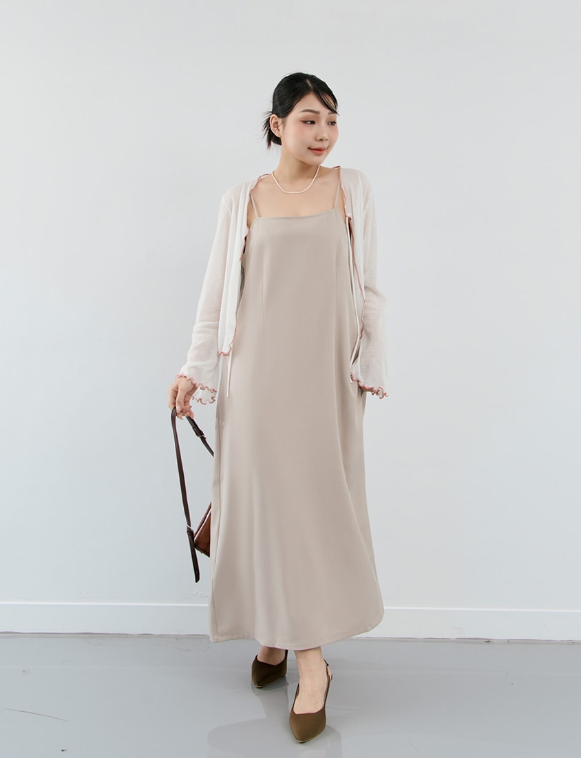MISS. Korean Style Adjustable Strap Back Slit Plus Size Maxi Dress