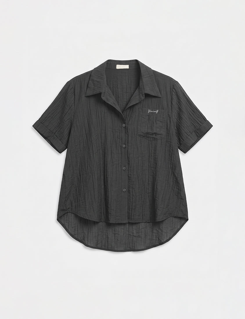MISS. Lightweight Sheer Crinkle Plus Size Shirt