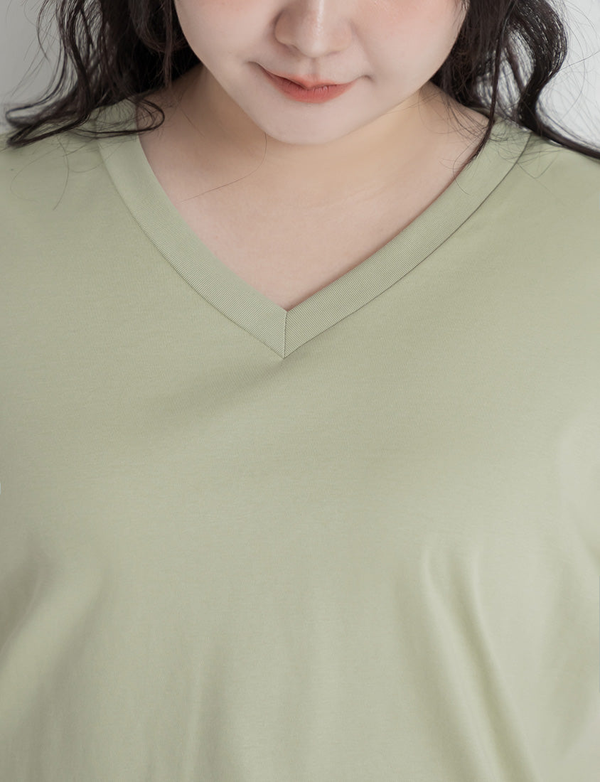 (V Neck) Zero Sweat Mark Cooling Plus Size Tee