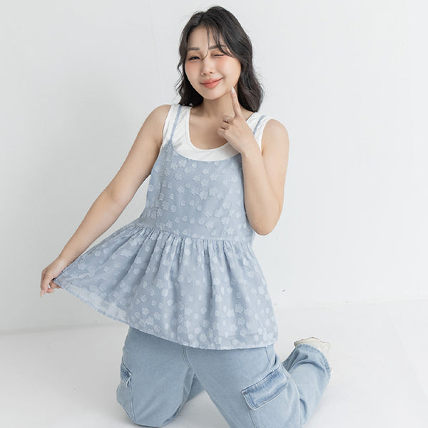 Japanese Floral Jacquard Strap Plus Size Cami Vest