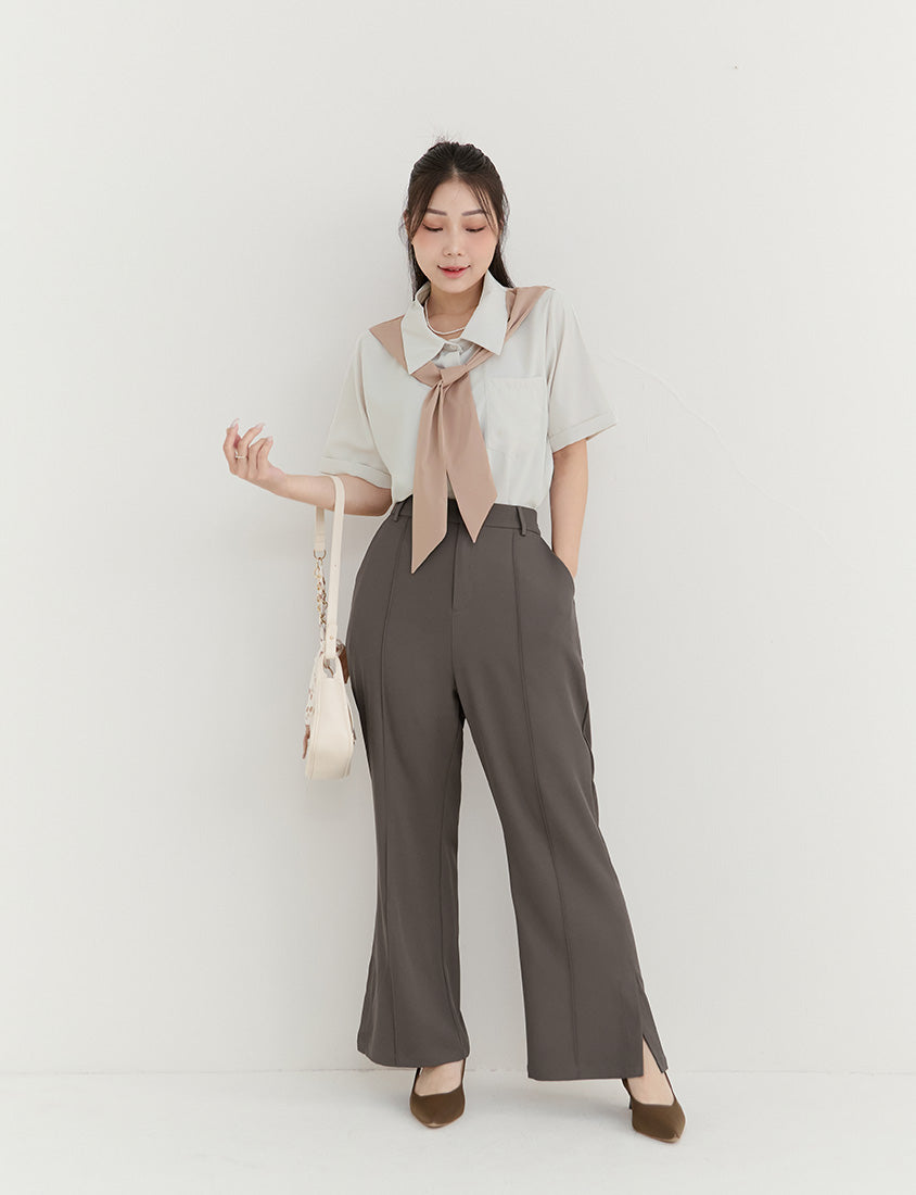 MISS. Morandi Faux Two Piece Plus Size Shirt (With Shawl)