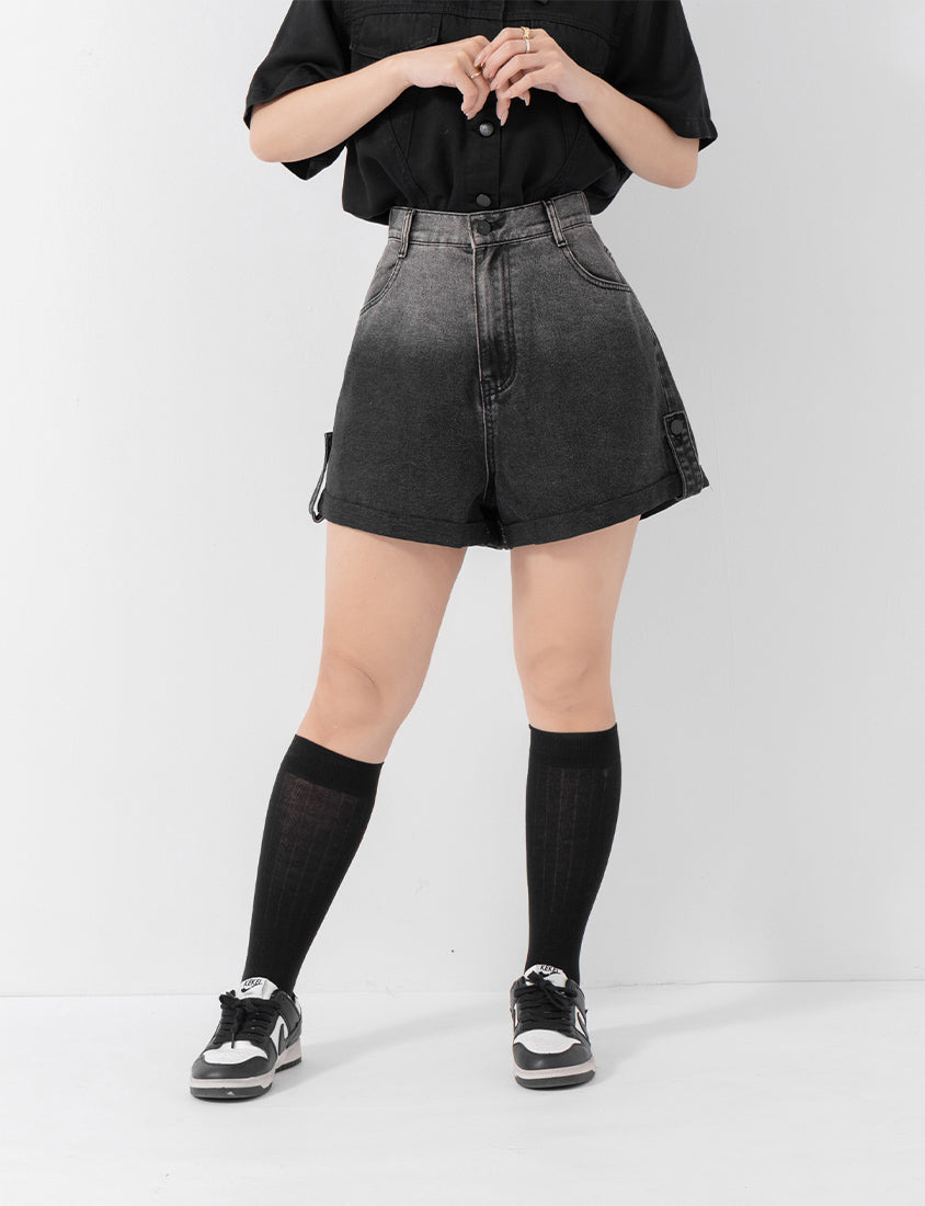 MUA! Gradient Cuffed Denim Plus Size Shorts