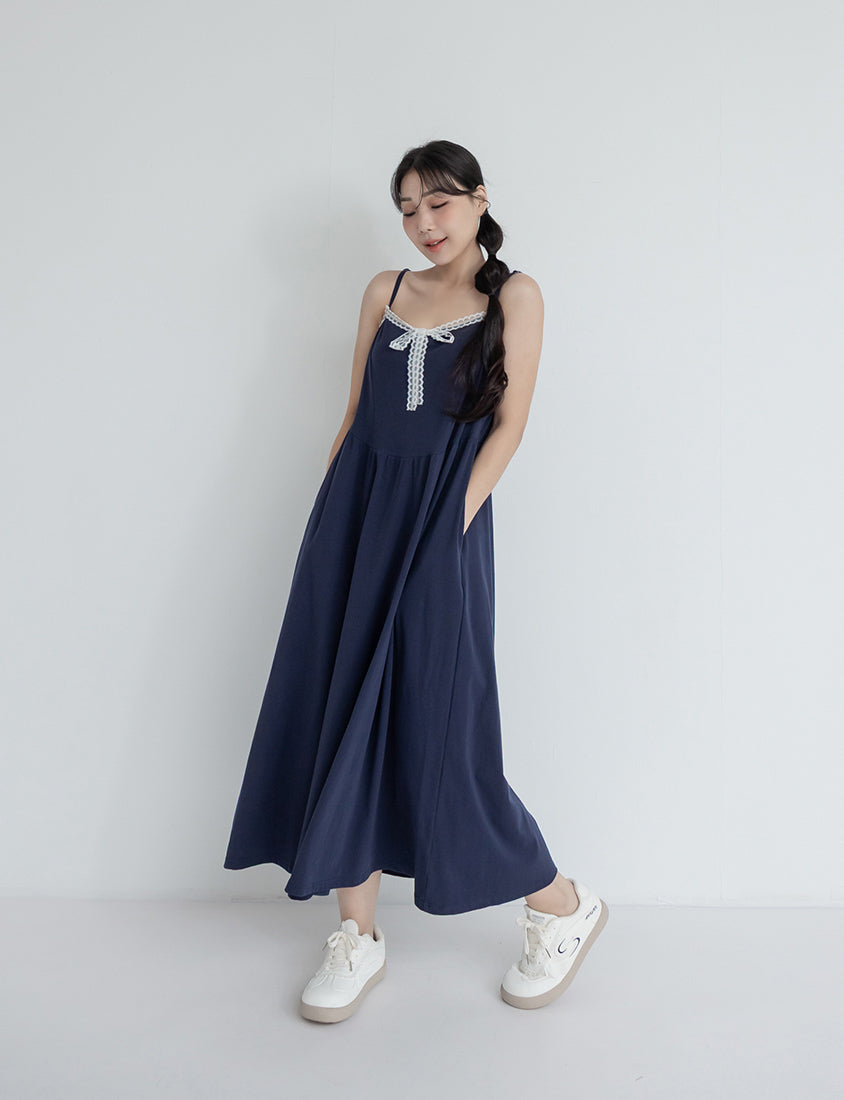 French Style Minimalist Adjustable Plus Size Cami Maxi Dress