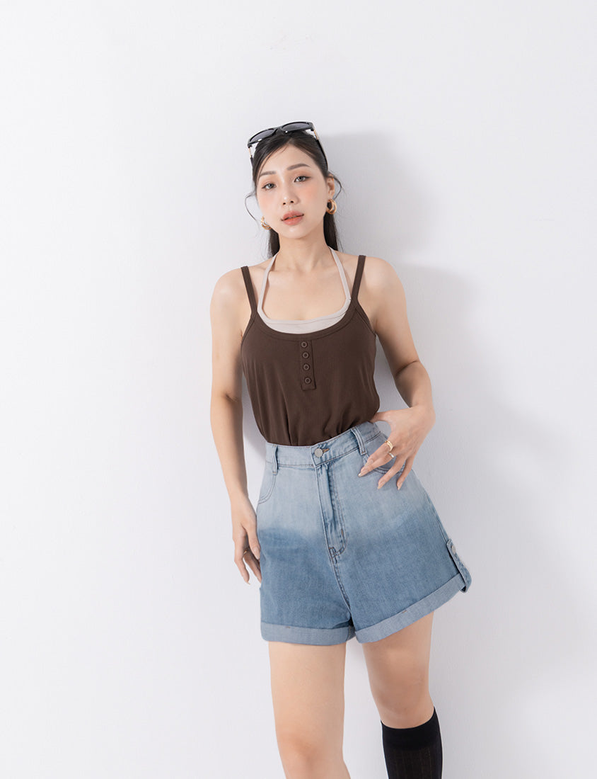 MUA! Gradient Cuffed Denim Plus Size Shorts