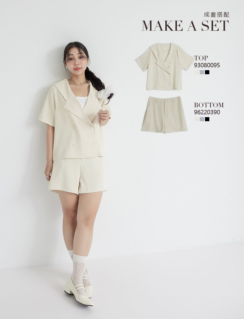 MISS. Silky Cooling Sailor Collar Plus Size Blazer
