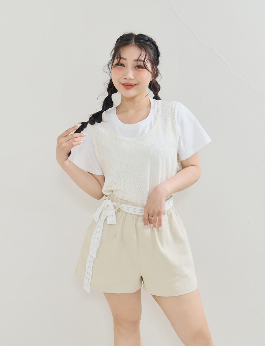 Layered Cutout Vest Two-Piece Plus Size Set