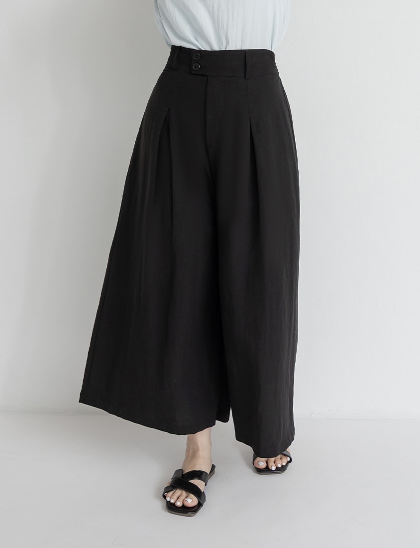 High Waist Slim Fit Lyocell Linen Cropped Plus Size Wide Leg Pants