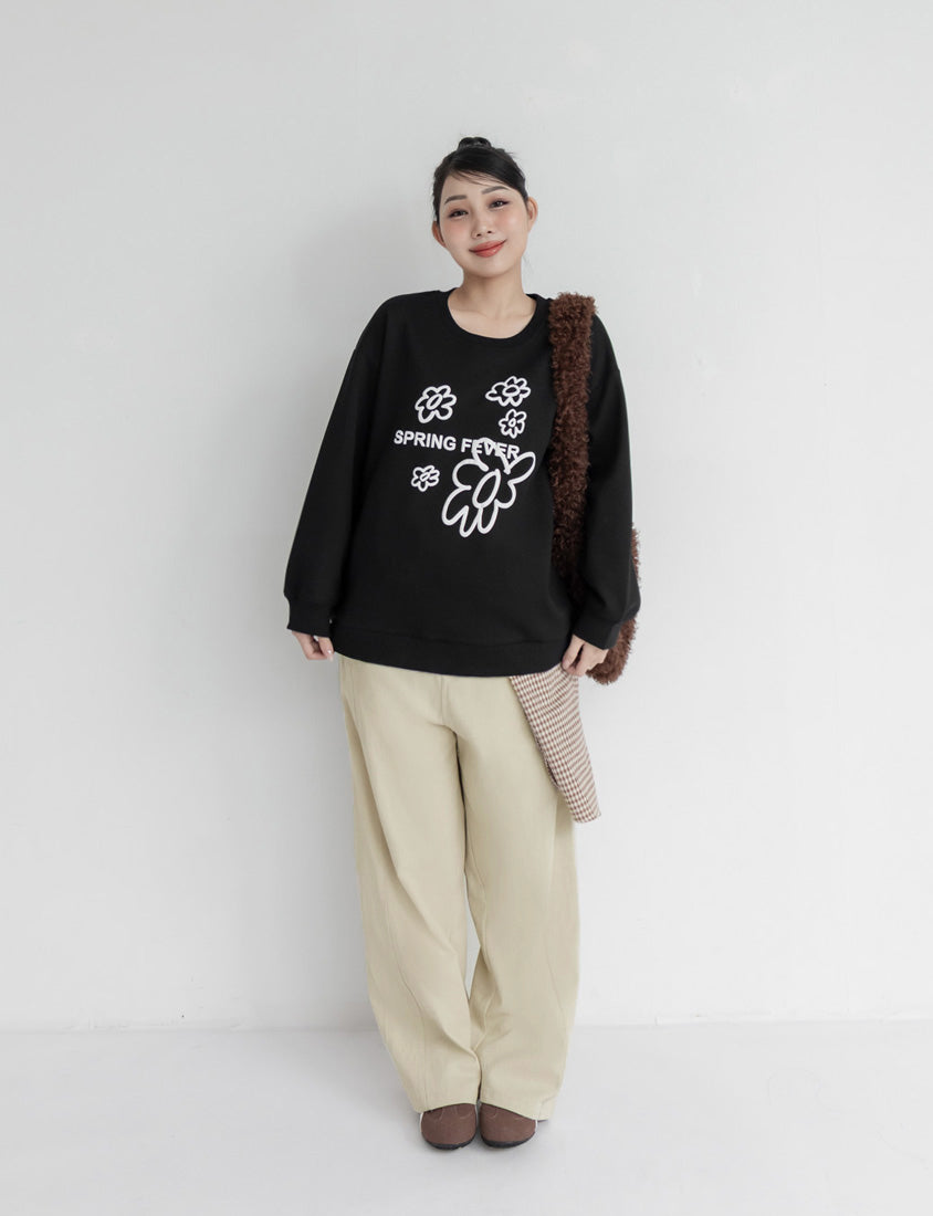 Sweet 3D Floral Plus Size Long Sleeve Sweatshirt