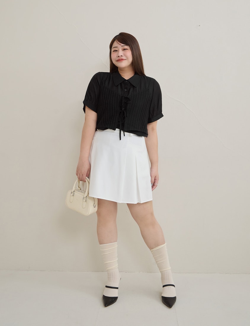 MISS. Faux Two Piece Sheer Plus Size Shirt (with Inner Tank Top)
