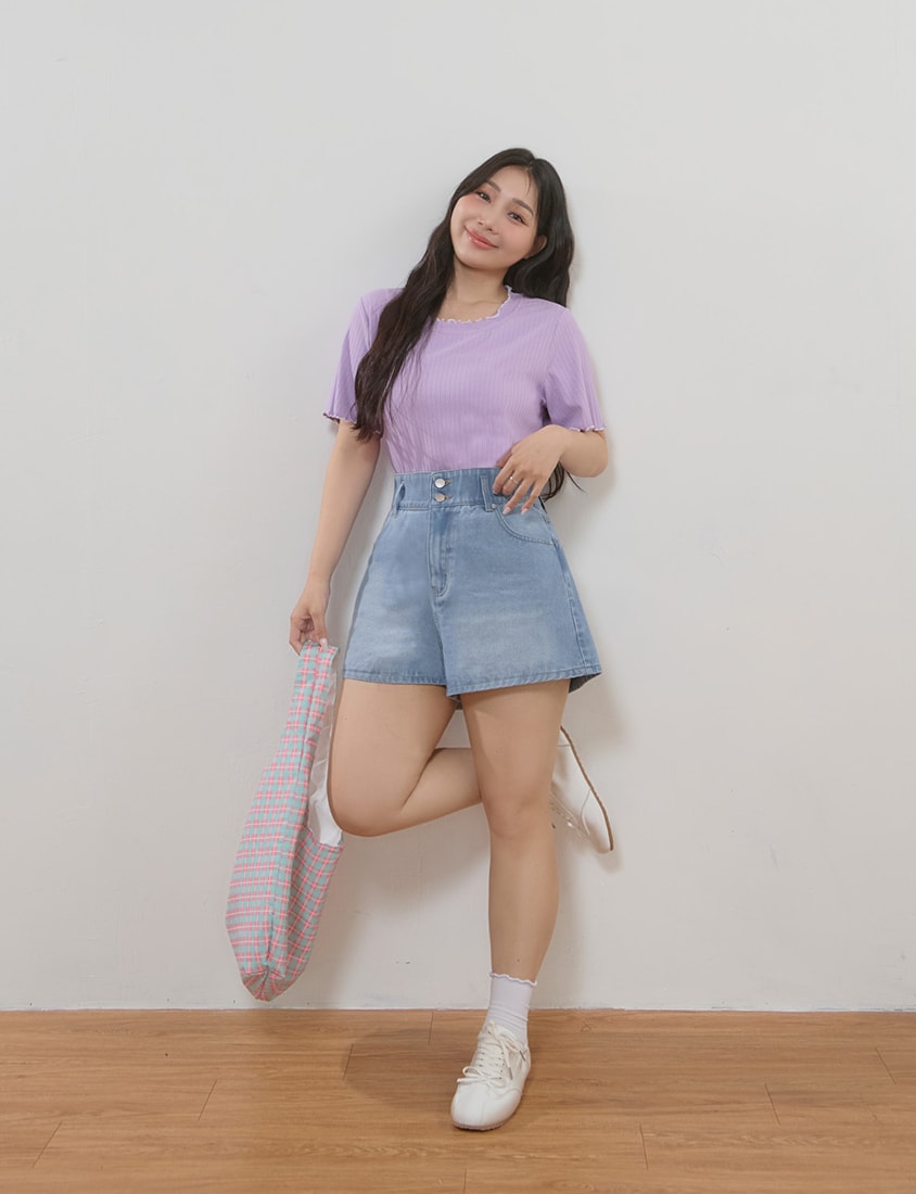 High Waist Hip-Lifting Stitch Plus Size Denim Shorts