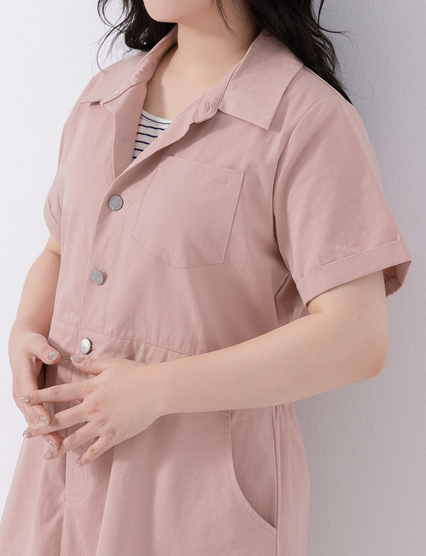 Faux Two Piece Lightweight Utility Twill Plus Size Dress