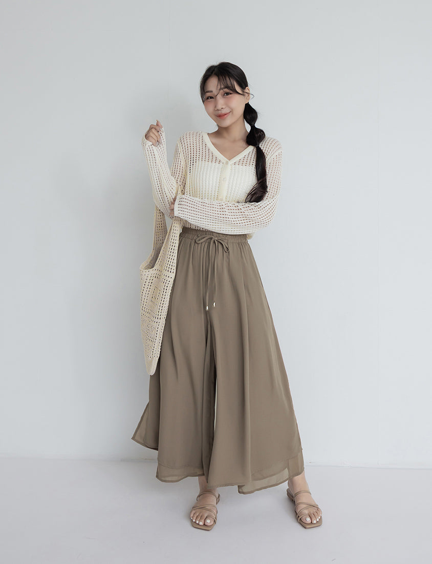 V-Neck Ice Silk Openwork Knit Plus Size Cardigan