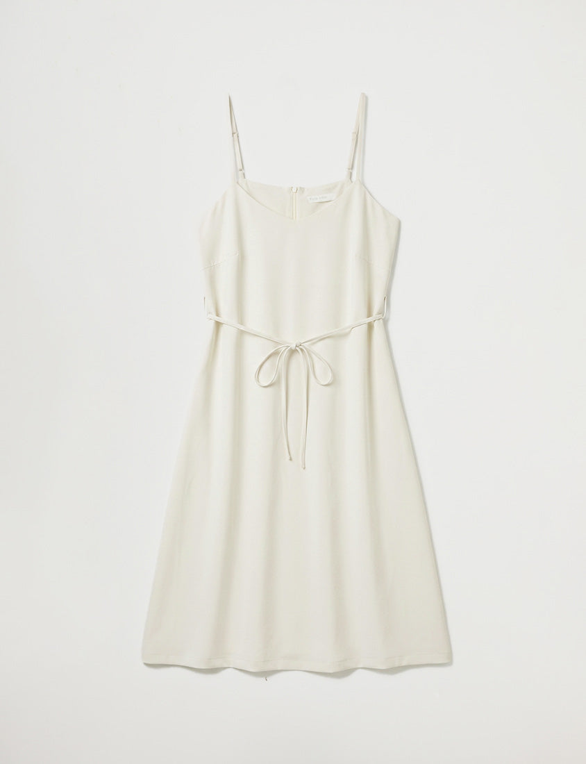 Wrinkle-Resistant A-Line  Plus Size Cami Maxi Dress (With Waist Tie)