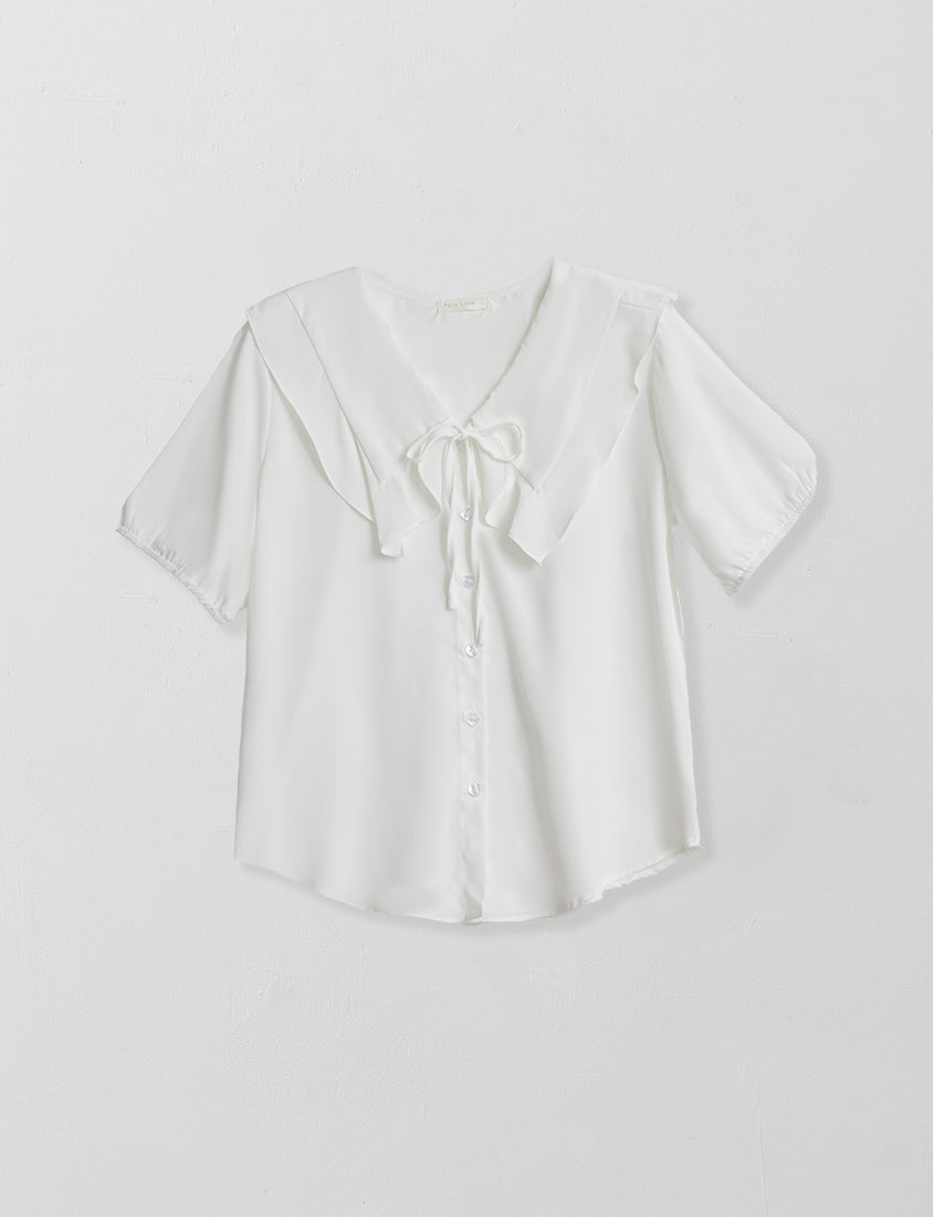 MISS. Ruffle Collar Chiffon Plus Size Shirt