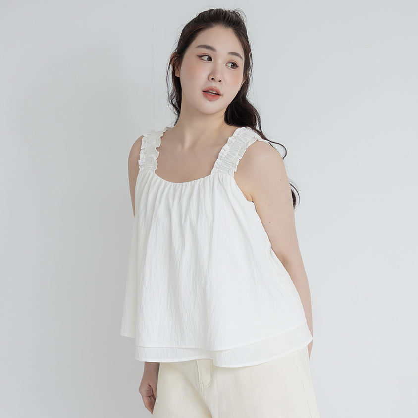 Cooling Crinkle Elastic Double-Layer Plus Size Tank Top