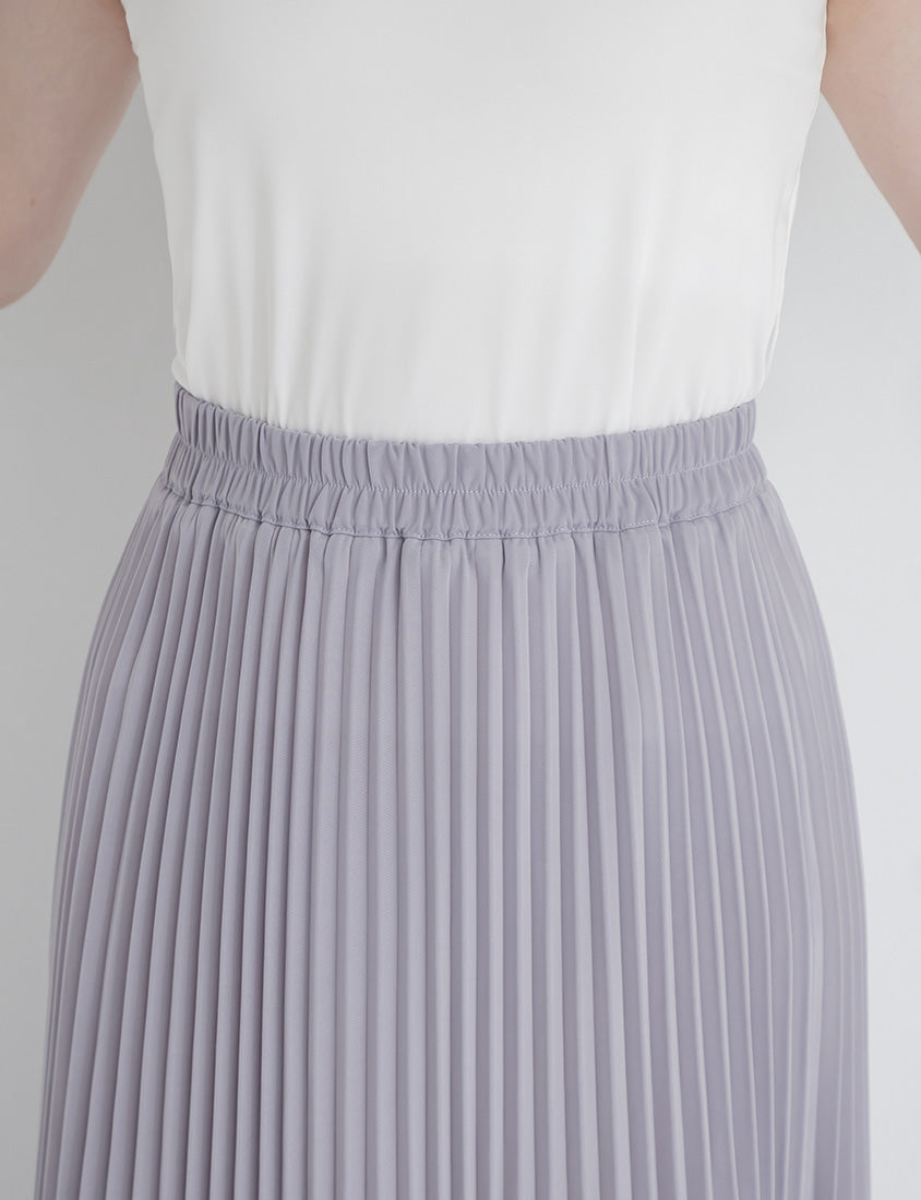 Elegant Flowy Elastic Waist Pleated Plus Size Maxi Skirt