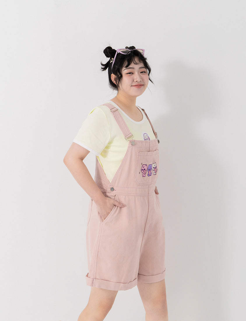 Poly Lulu x UGLY MEWS Collab Plus Size Overall Shorts