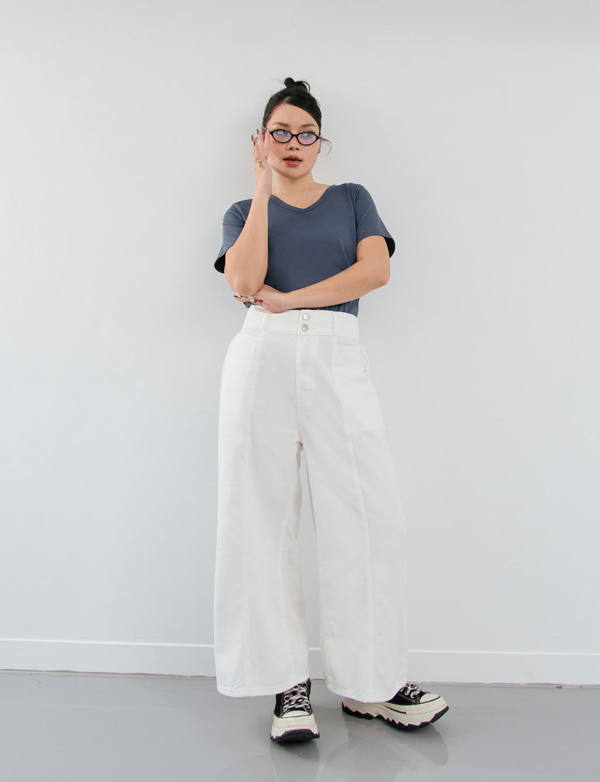 Standard Perfect Fit Twill Cotton Plus Size Wide Pants